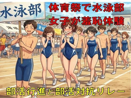 体育祭で水泳部女子が羞恥体験。部活行進と部活対抗リレー アイキャッチ画像 【無料≫同人誌】